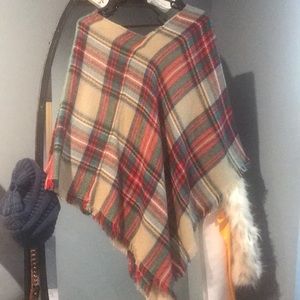 Plaid poncho